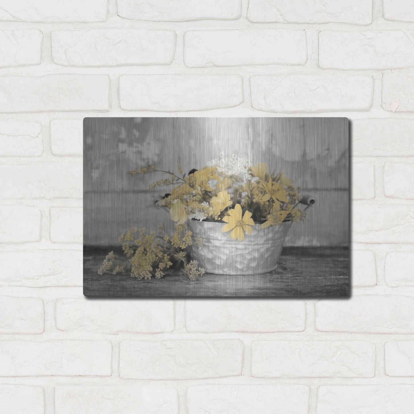Luxe Metal Art 'Gold Wildflowers I' by Lori Deiter, Metal Wall Art,16x12