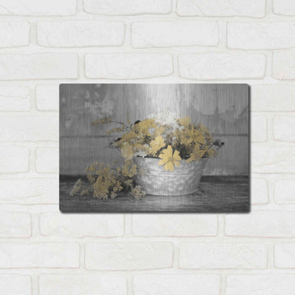 Luxe Metal Art 'Gold Wildflowers I' by Lori Deiter, Metal Wall Art,16x12