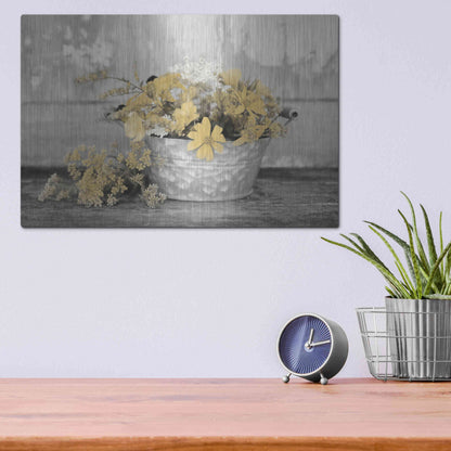 Luxe Metal Art 'Gold Wildflowers I' by Lori Deiter, Metal Wall Art,16x12