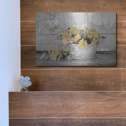 Luxe Metal Art 'Gold Wildflowers I' by Lori Deiter, Metal Wall Art,16x12