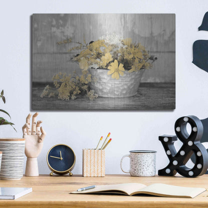 Luxe Metal Art 'Gold Wildflowers I' by Lori Deiter, Metal Wall Art,16x12