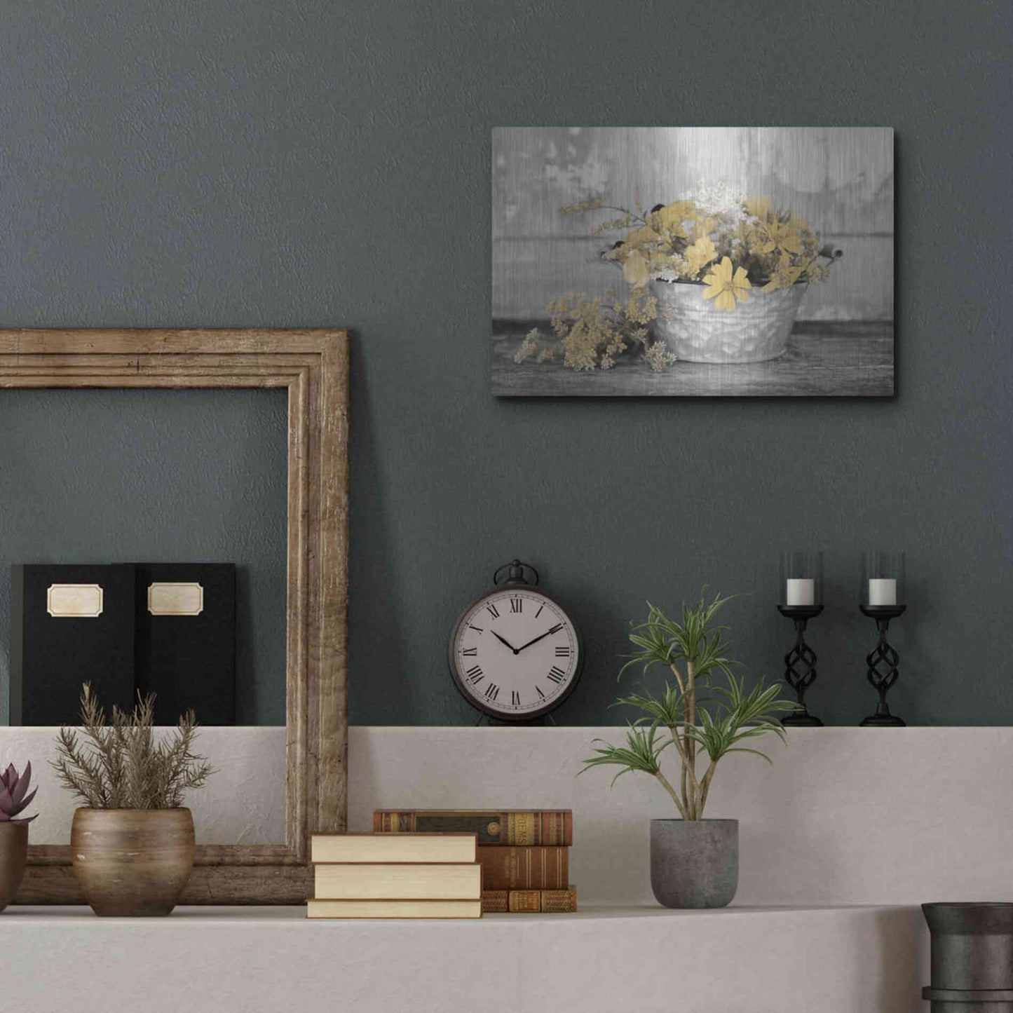 Luxe Metal Art 'Gold Wildflowers I' by Lori Deiter, Metal Wall Art,16x12