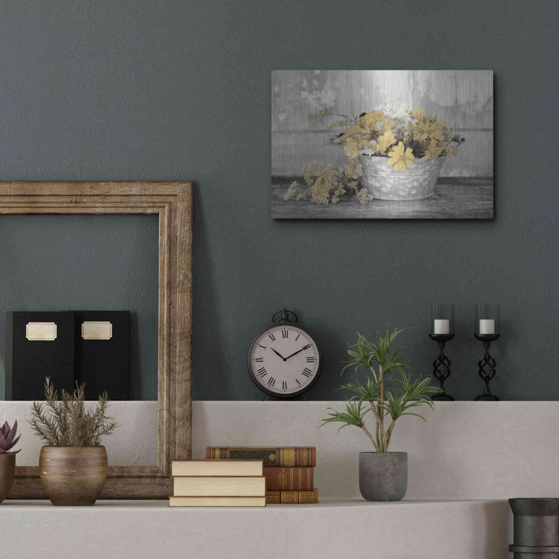 Luxe Metal Art 'Gold Wildflowers I' by Lori Deiter, Metal Wall Art,16x12