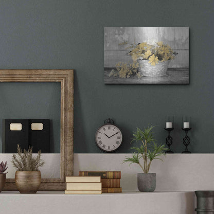 Luxe Metal Art 'Gold Wildflowers I' by Lori Deiter, Metal Wall Art,16x12