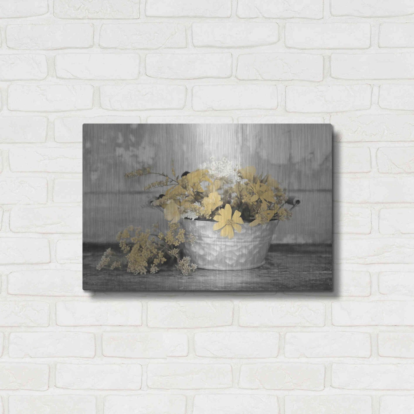 Luxe Metal Art 'Gold Wildflowers I' by Lori Deiter, Metal Wall Art,24x16