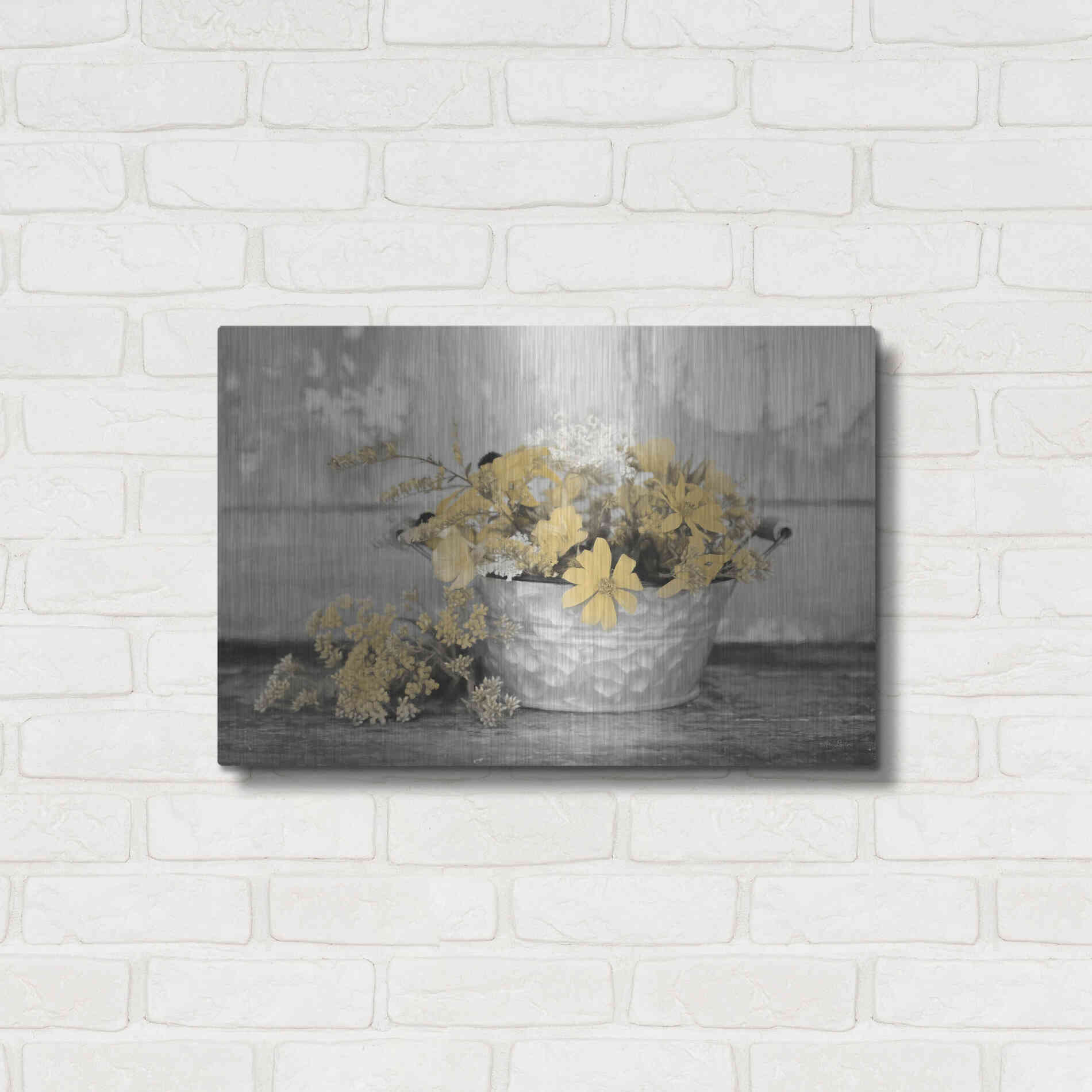 Luxe Metal Art 'Gold Wildflowers I' by Lori Deiter, Metal Wall Art,24x16
