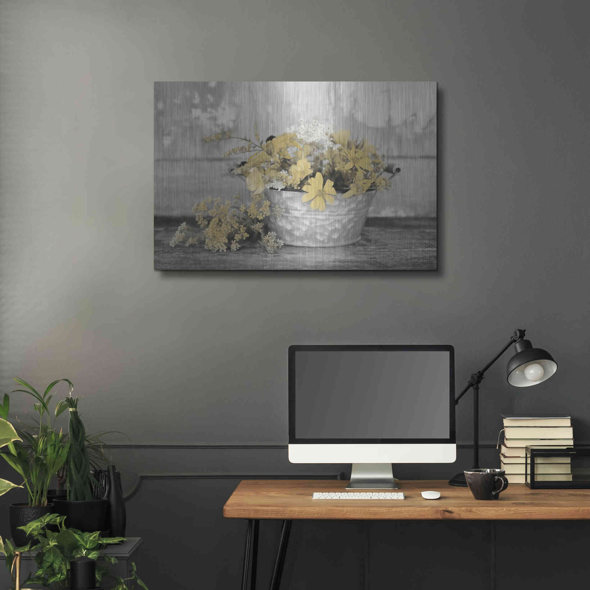 Luxe Metal Art 'Gold Wildflowers I' by Lori Deiter, Metal Wall Art,36x24