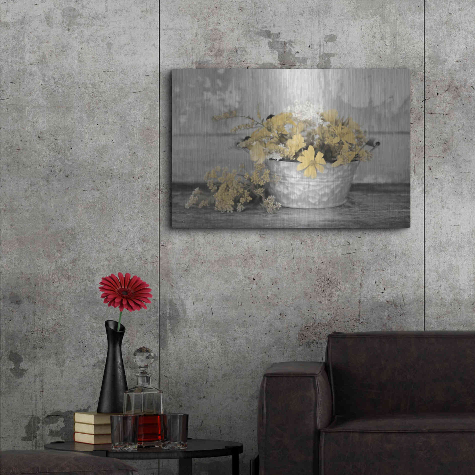 Luxe Metal Art 'Gold Wildflowers I' by Lori Deiter, Metal Wall Art,36x24