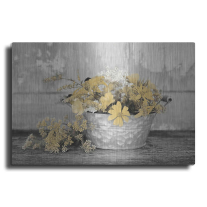 Luxe Metal Art 'Gold Wildflowers I' by Lori Deiter, Metal Wall Art