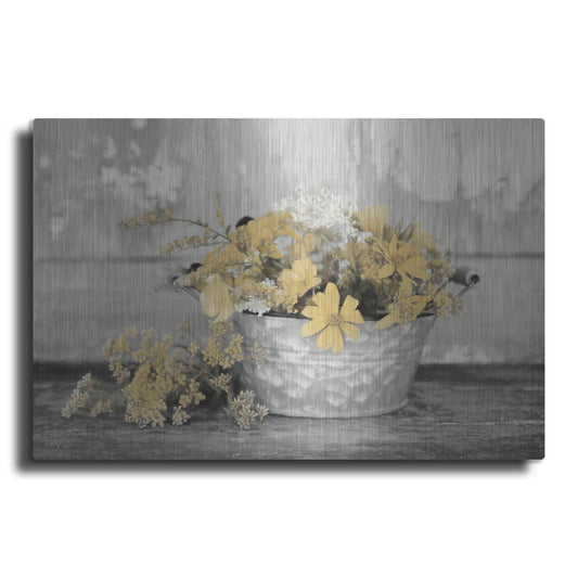 Luxe Metal Art 'Gold Wildflowers I' by Lori Deiter, Metal Wall Art