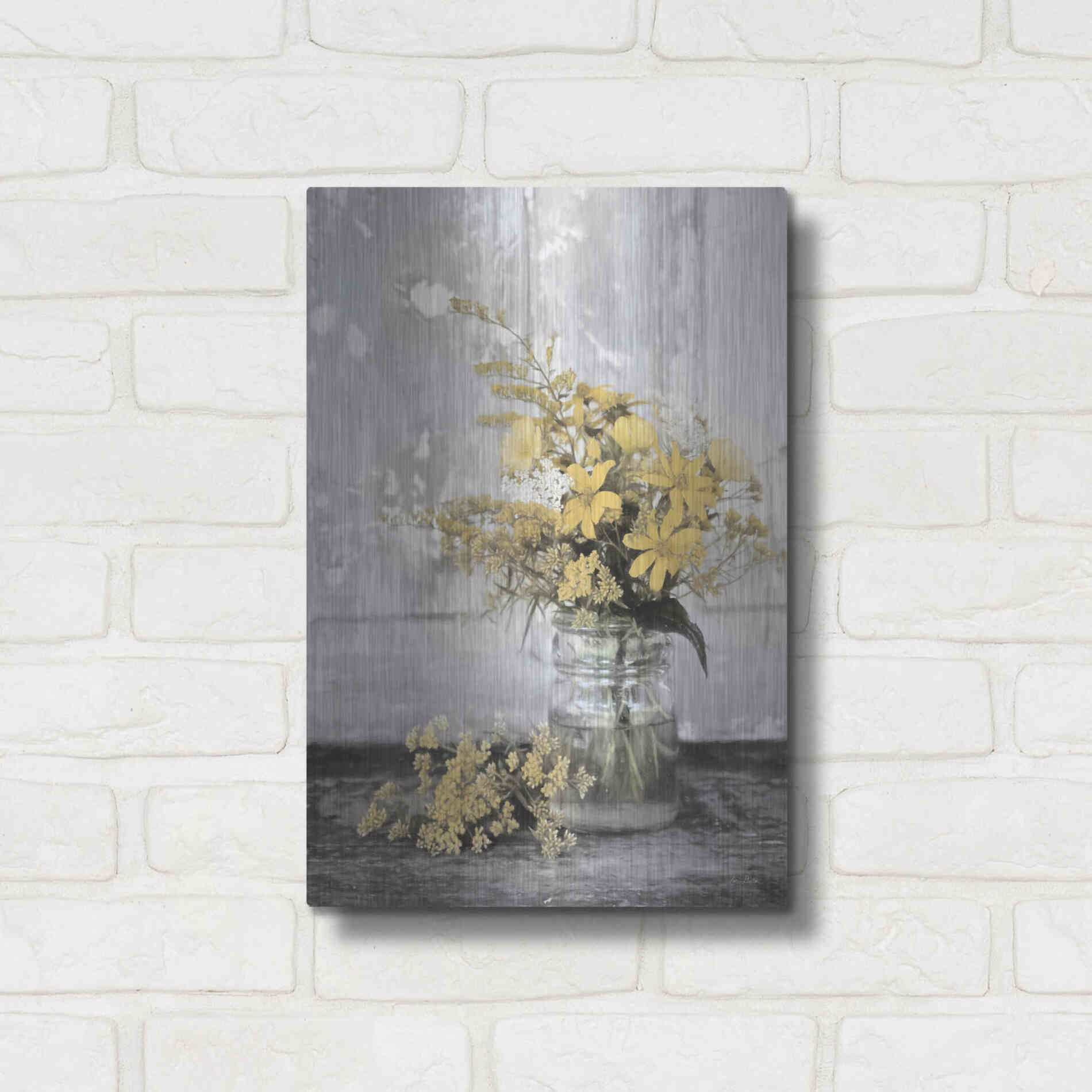 Luxe Metal Art 'Gold Wildflowers II' by Lori Deiter, Metal Wall Art,12x16