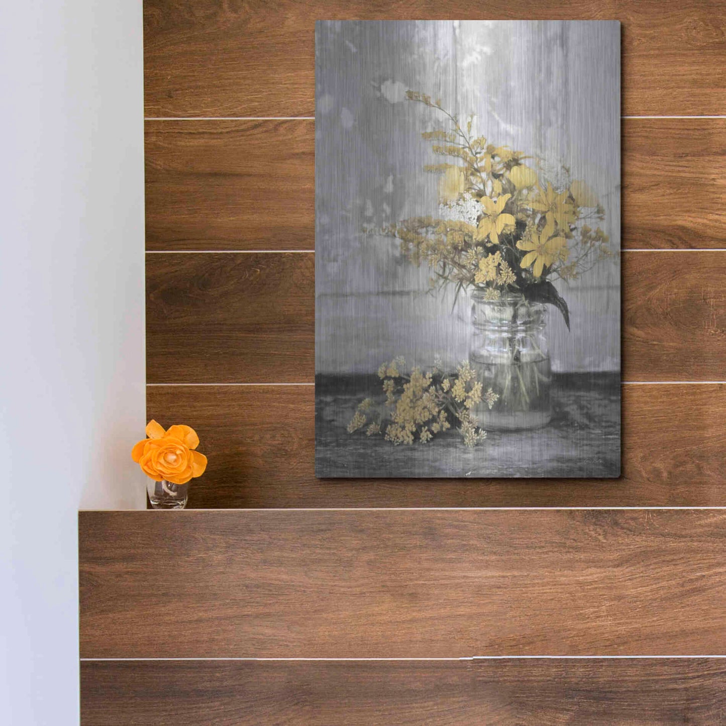 Luxe Metal Art 'Gold Wildflowers II' by Lori Deiter, Metal Wall Art,12x16