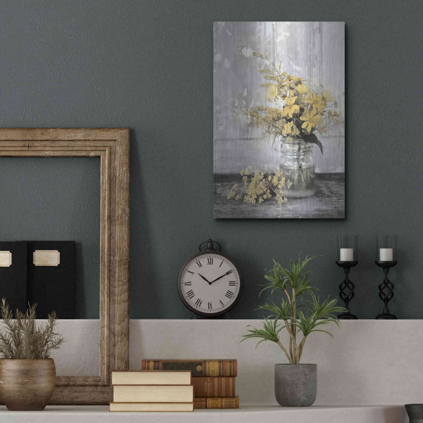 Luxe Metal Art 'Gold Wildflowers II' by Lori Deiter, Metal Wall Art,12x16