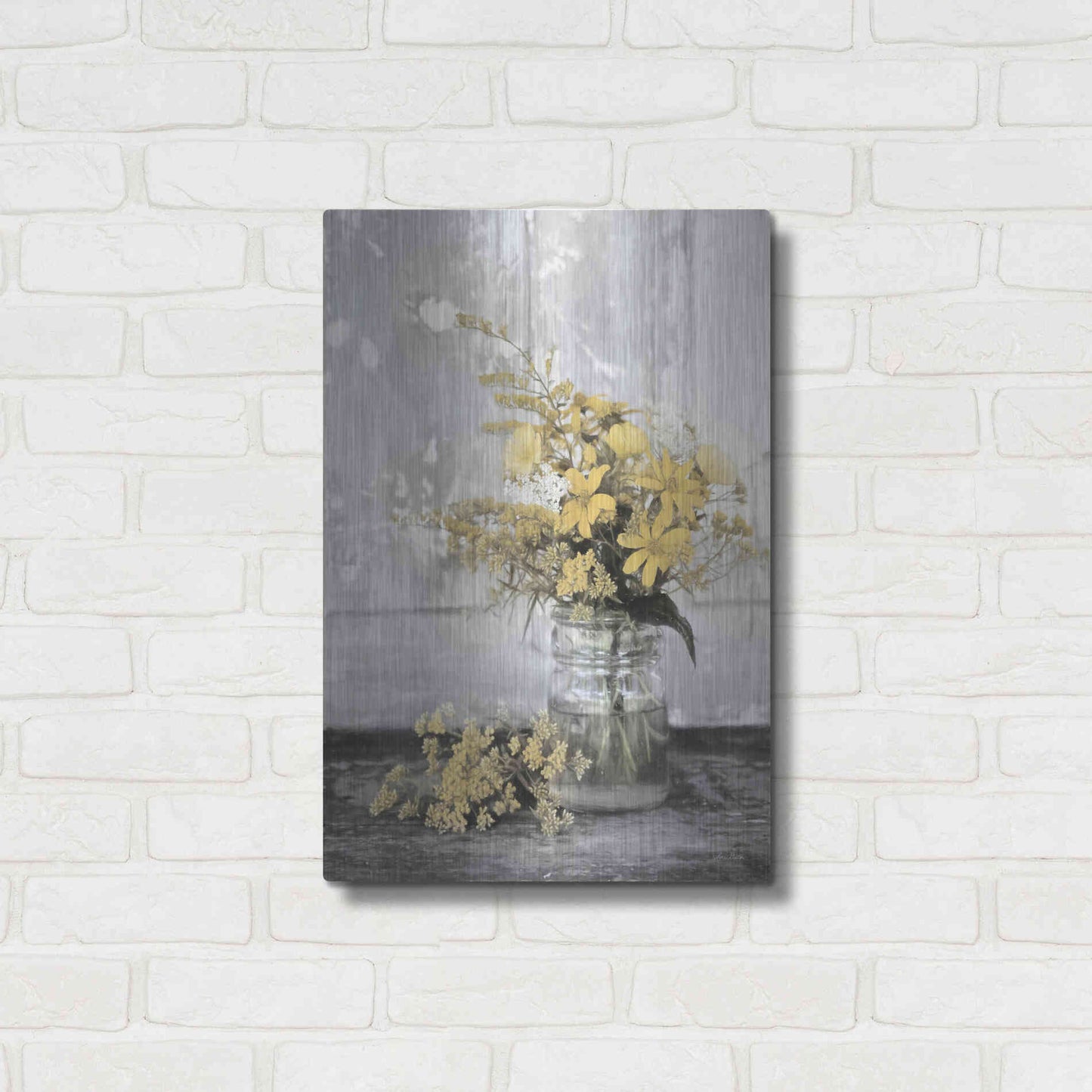 Luxe Metal Art 'Gold Wildflowers II' by Lori Deiter, Metal Wall Art,16x24