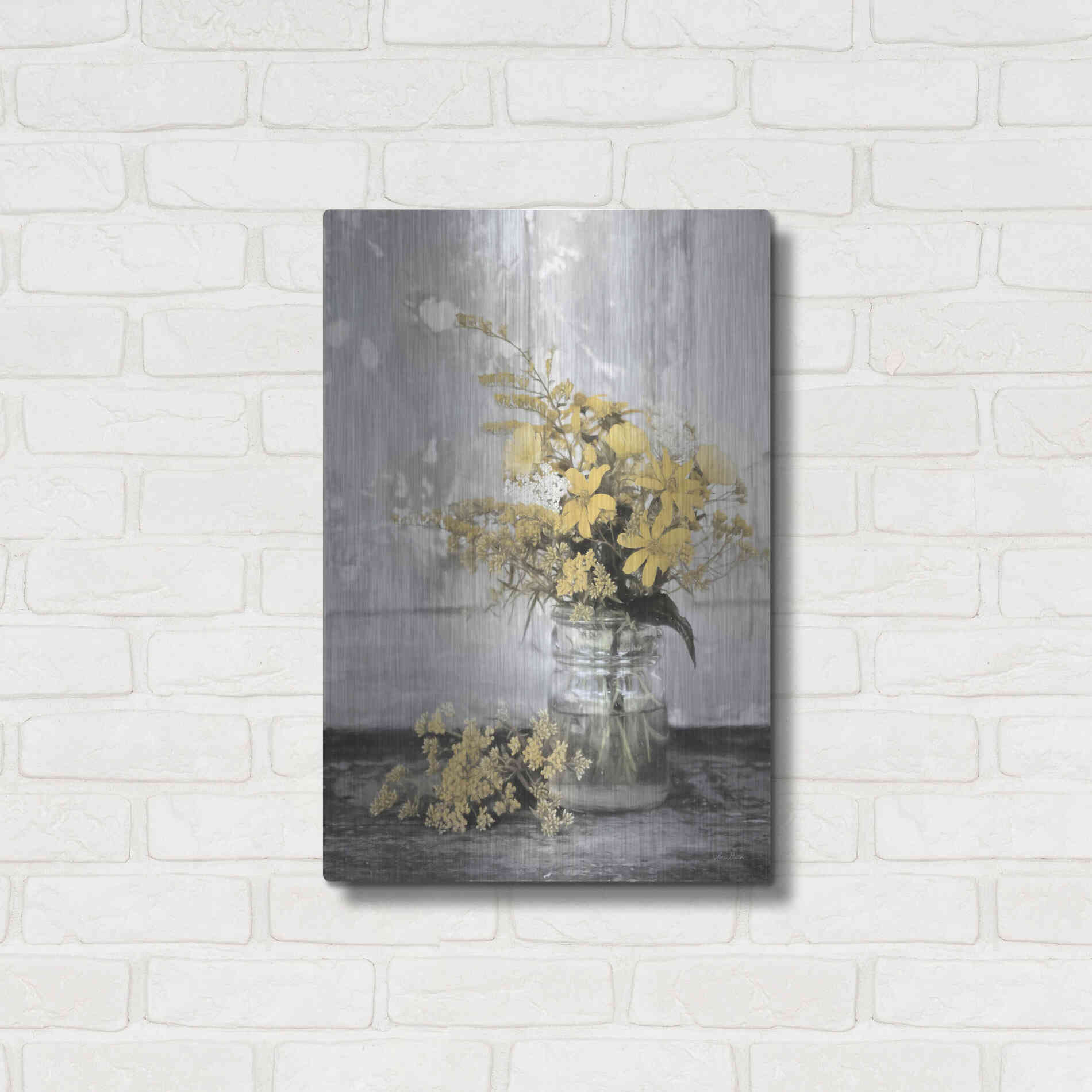 Luxe Metal Art 'Gold Wildflowers II' by Lori Deiter, Metal Wall Art,16x24