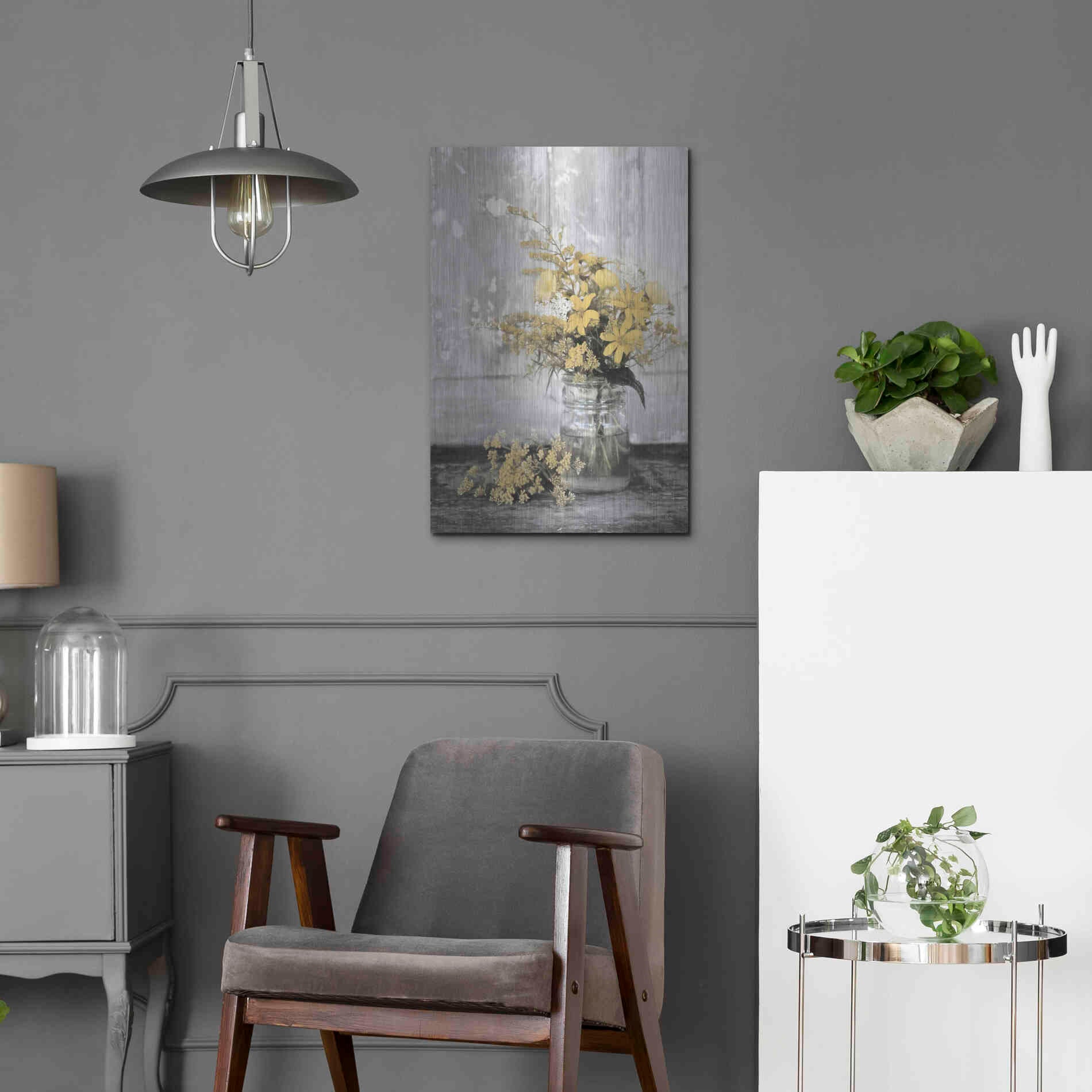 Luxe Metal Art 'Gold Wildflowers II' by Lori Deiter, Metal Wall Art,16x24