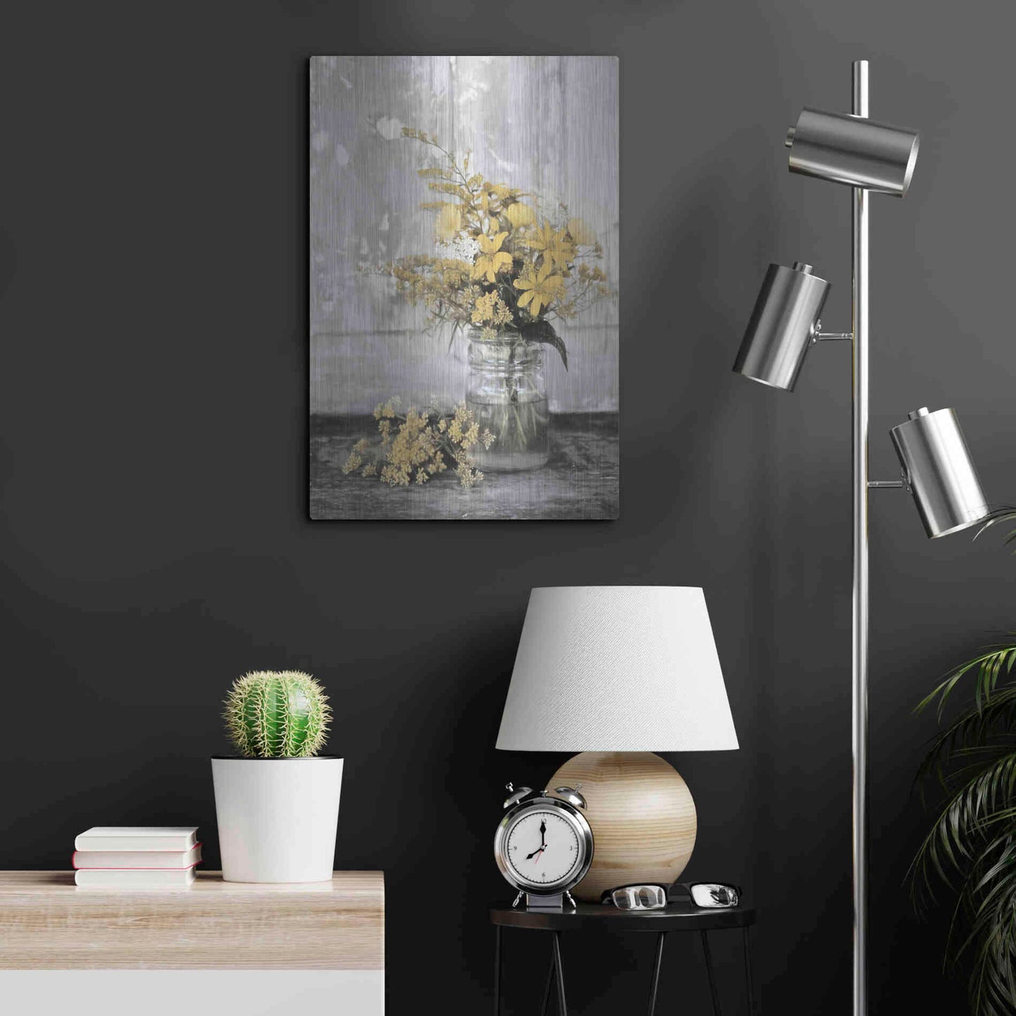 Luxe Metal Art 'Gold Wildflowers II' by Lori Deiter, Metal Wall Art,16x24