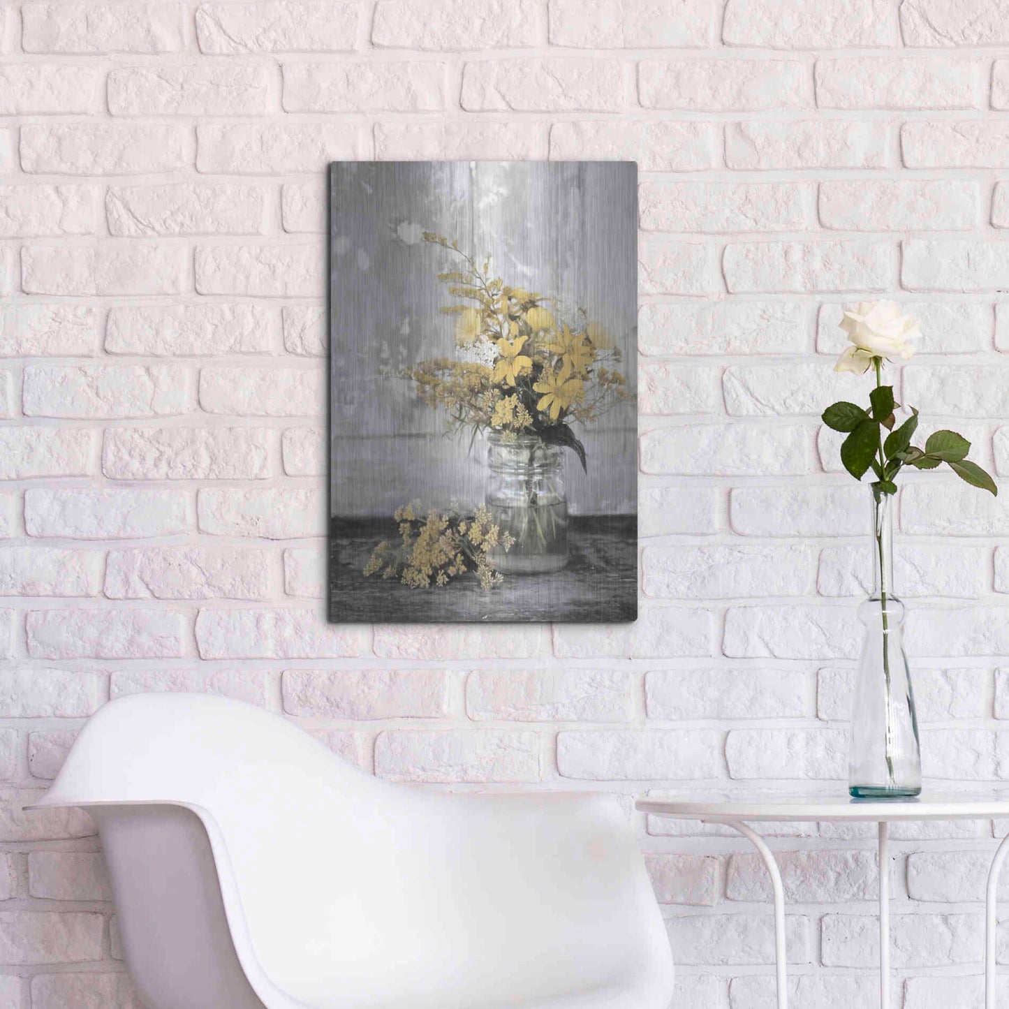 Luxe Metal Art 'Gold Wildflowers II' by Lori Deiter, Metal Wall Art,16x24