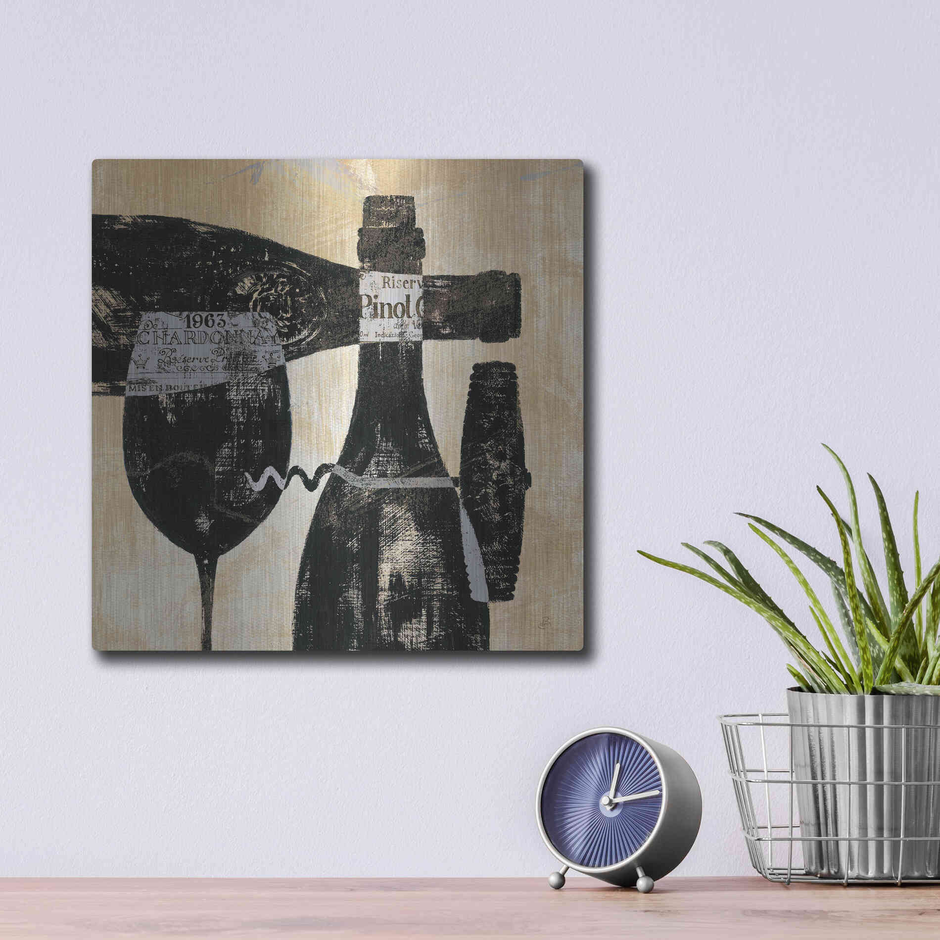 Luxe Metal Art 'Wine Selection I' by Daphne Brissonet, Metal Wall Art,12x12