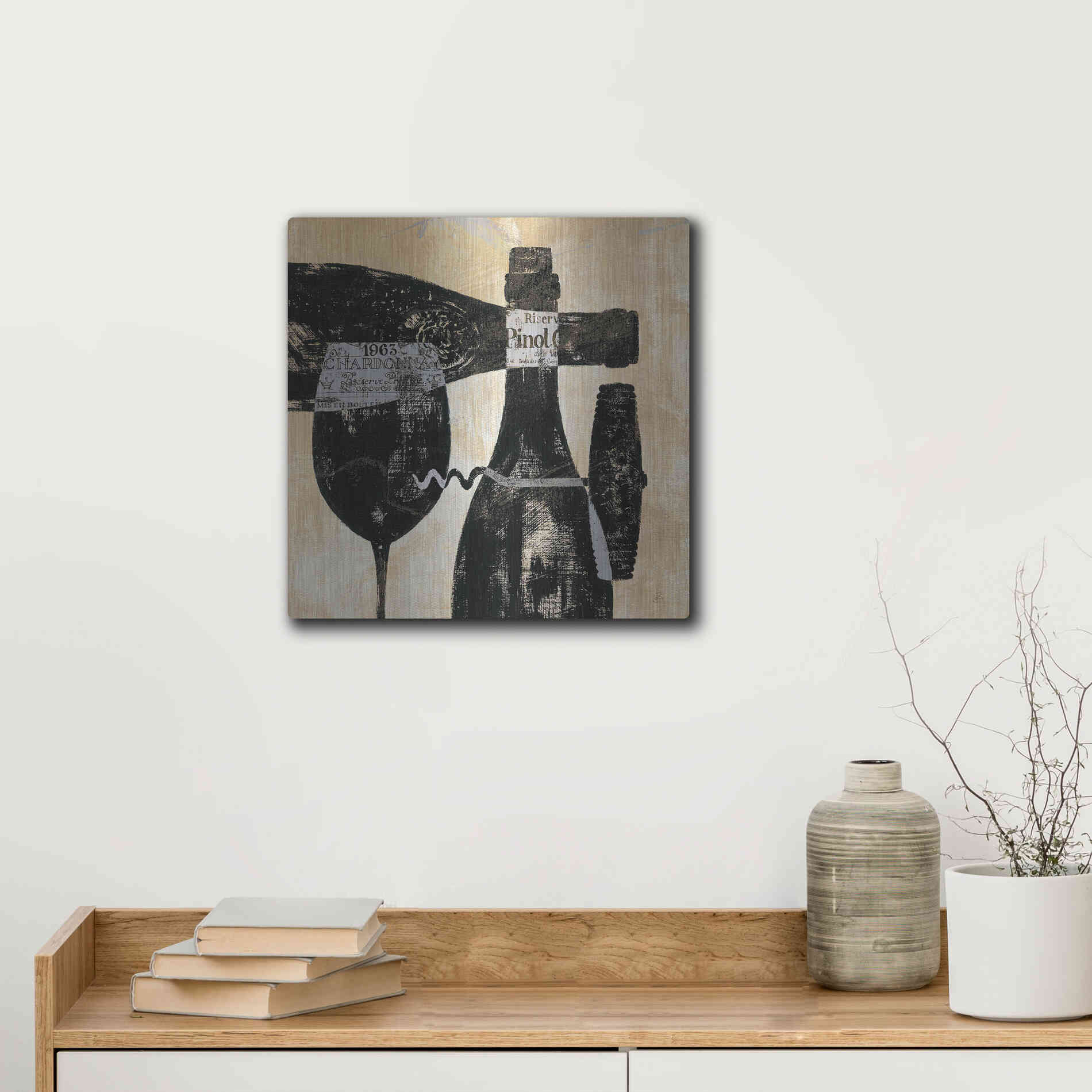 Luxe Metal Art 'Wine Selection I' by Daphne Brissonet, Metal Wall Art,12x12
