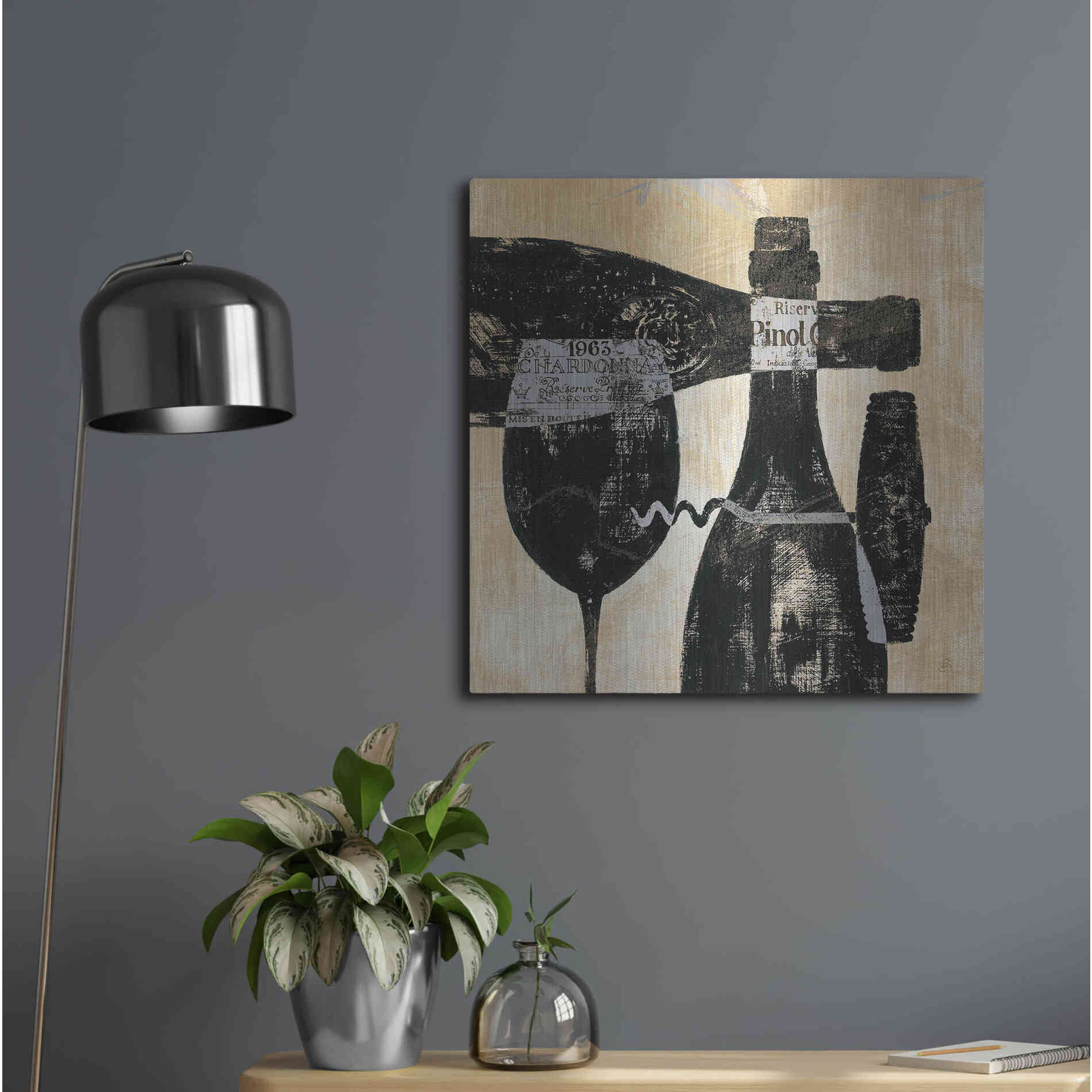 Luxe Metal Art 'Wine Selection I' by Daphne Brissonet, Metal Wall Art,24x24