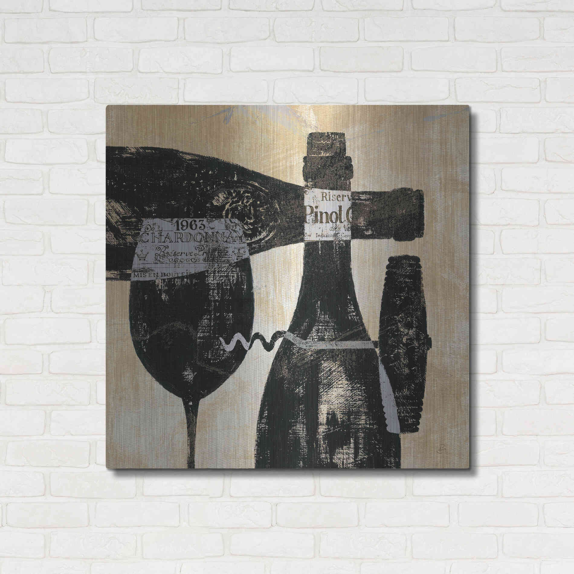 Luxe Metal Art 'Wine Selection I' by Daphne Brissonet, Metal Wall Art,36x36