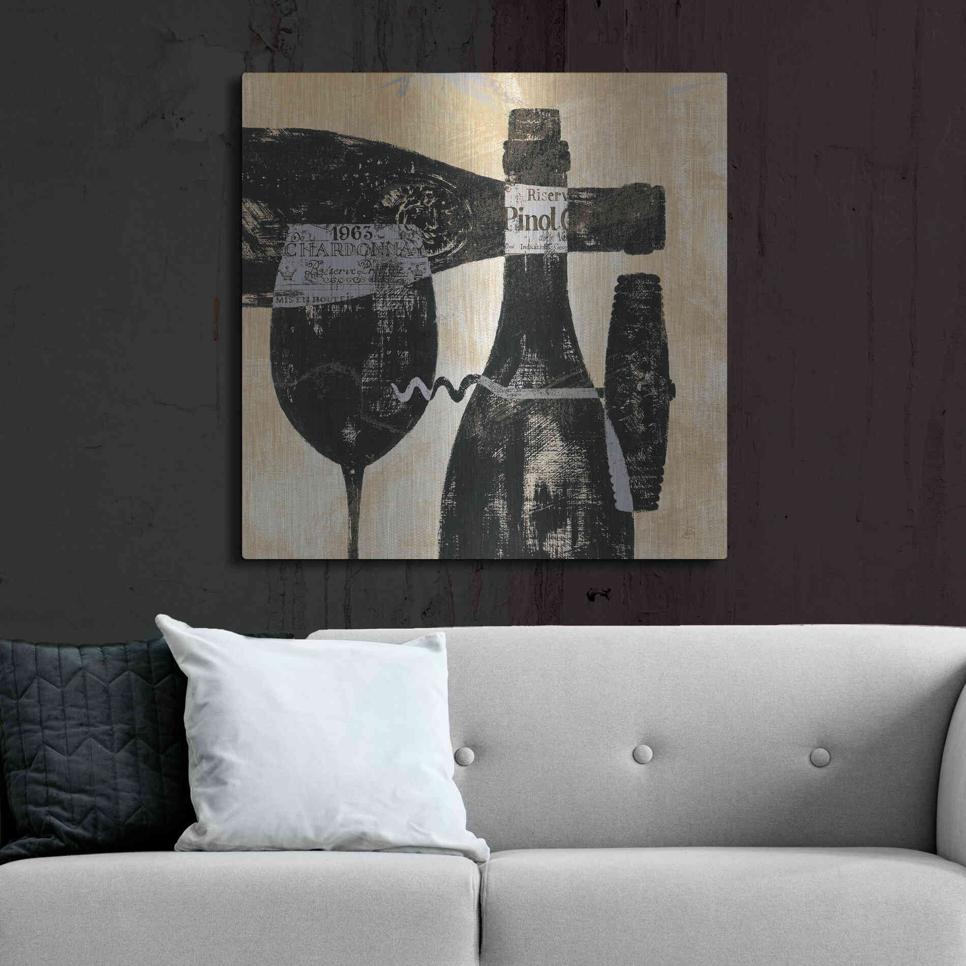 Luxe Metal Art 'Wine Selection I' by Daphne Brissonet, Metal Wall Art,36x36
