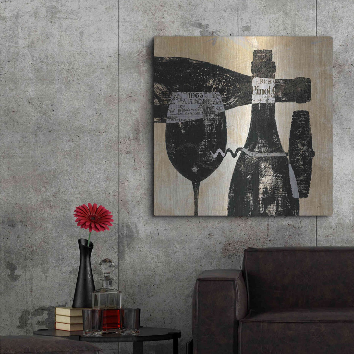 Luxe Metal Art 'Wine Selection I' by Daphne Brissonet, Metal Wall Art,36x36