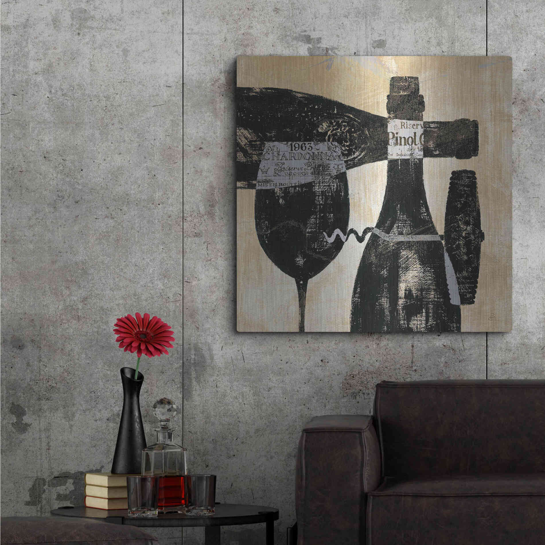 Luxe Metal Art 'Wine Selection I' by Daphne Brissonet, Metal Wall Art,36x36