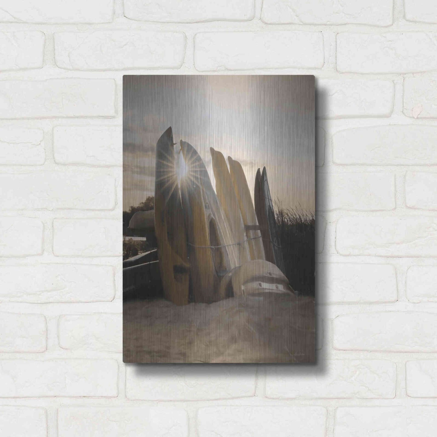 Luxe Metal Art 'Beach Kayaks' by Lori Deiter, Metal Wall Art,12x16