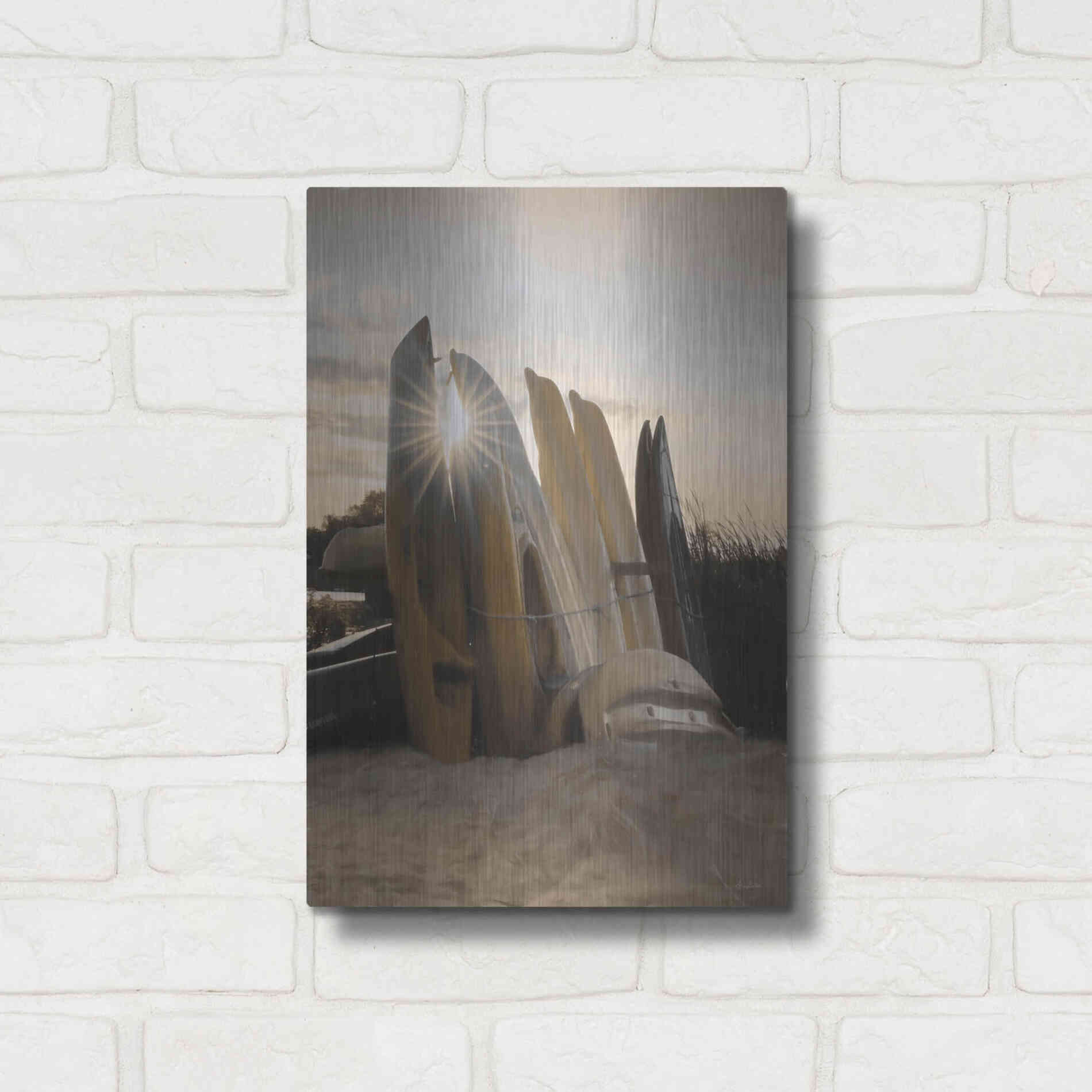 Luxe Metal Art 'Beach Kayaks' by Lori Deiter, Metal Wall Art,12x16