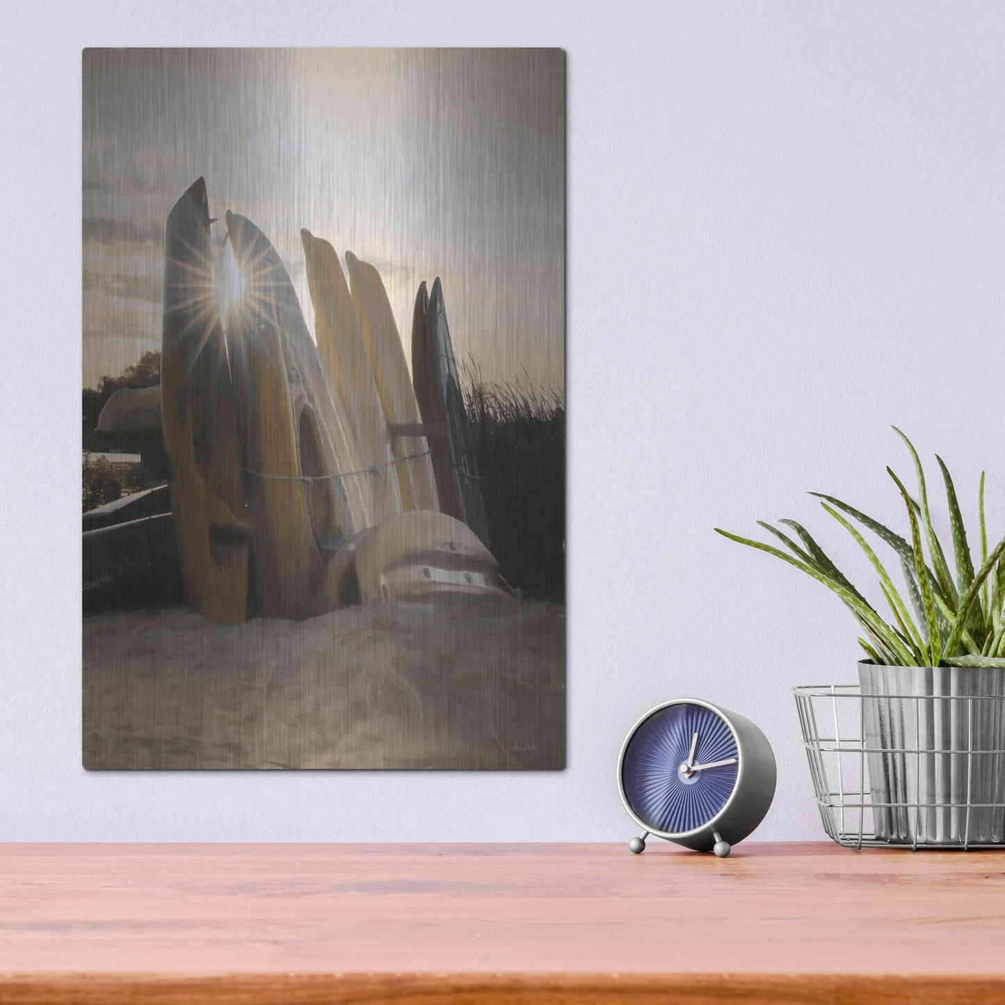 Luxe Metal Art 'Beach Kayaks' by Lori Deiter, Metal Wall Art,12x16