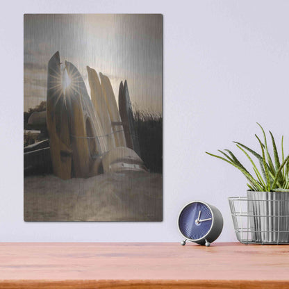 Luxe Metal Art 'Beach Kayaks' by Lori Deiter, Metal Wall Art,12x16