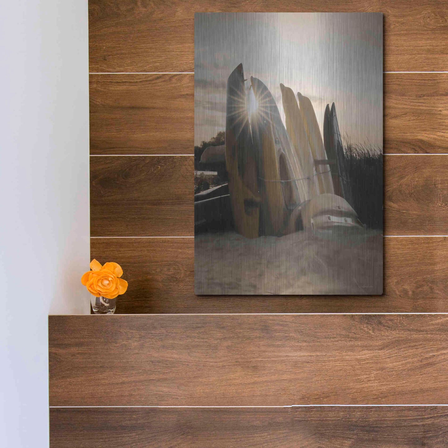 Luxe Metal Art 'Beach Kayaks' by Lori Deiter, Metal Wall Art,12x16