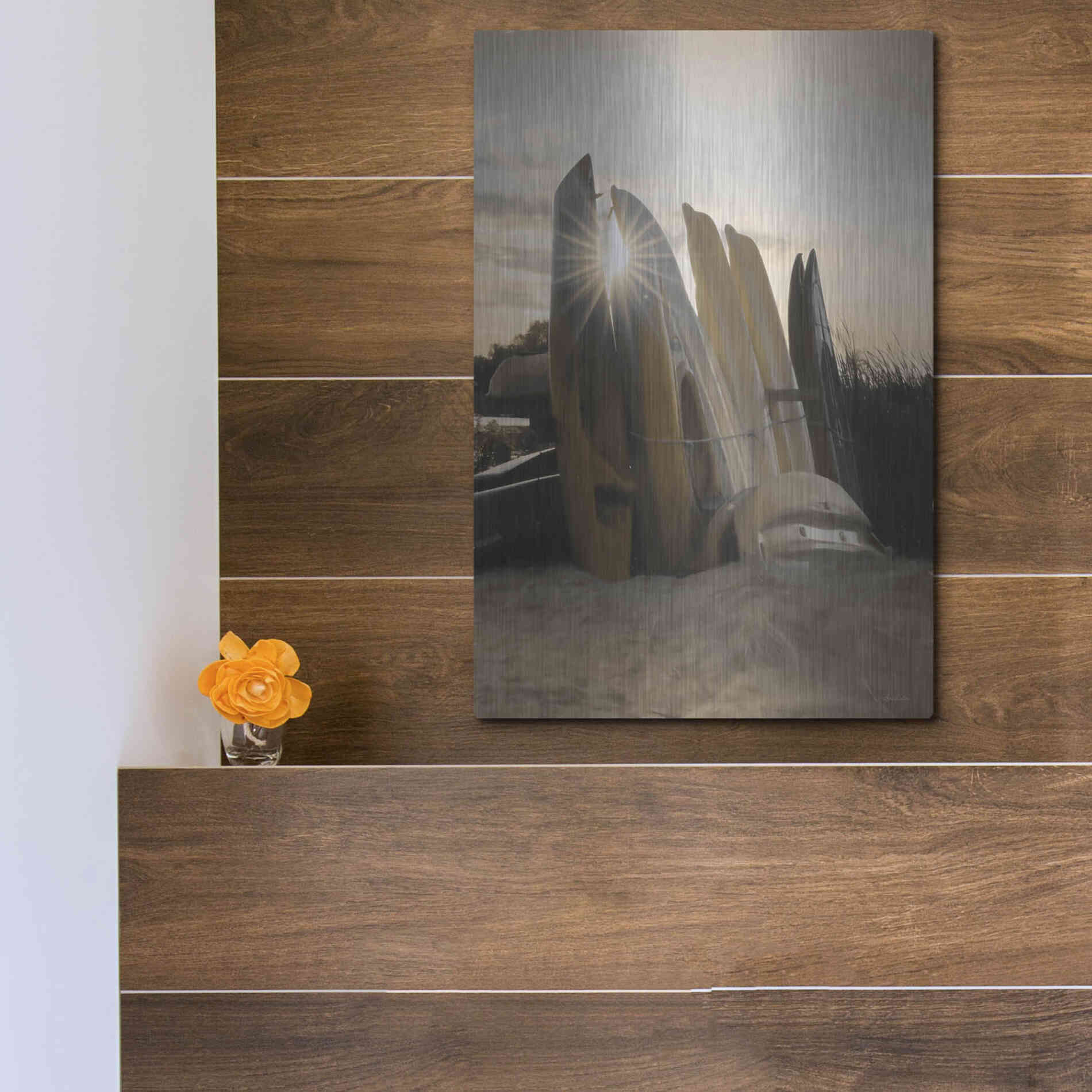 Luxe Metal Art 'Beach Kayaks' by Lori Deiter, Metal Wall Art,12x16