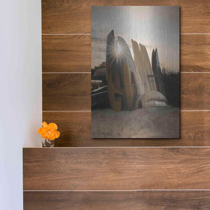 Luxe Metal Art 'Beach Kayaks' by Lori Deiter, Metal Wall Art,12x16