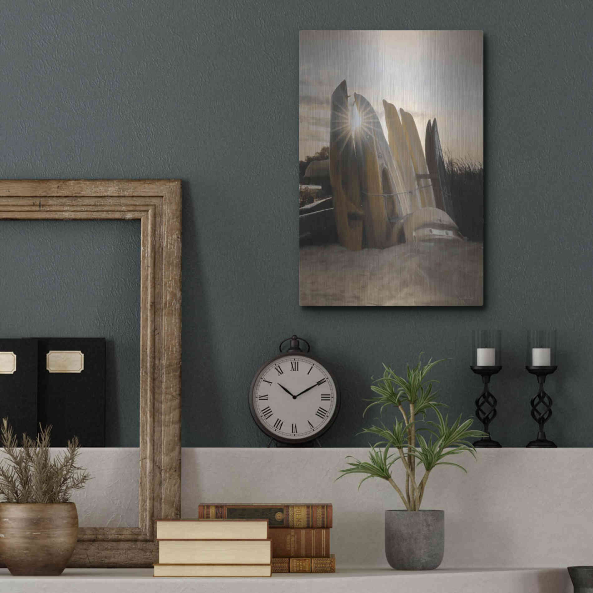 Luxe Metal Art 'Beach Kayaks' by Lori Deiter, Metal Wall Art,12x16