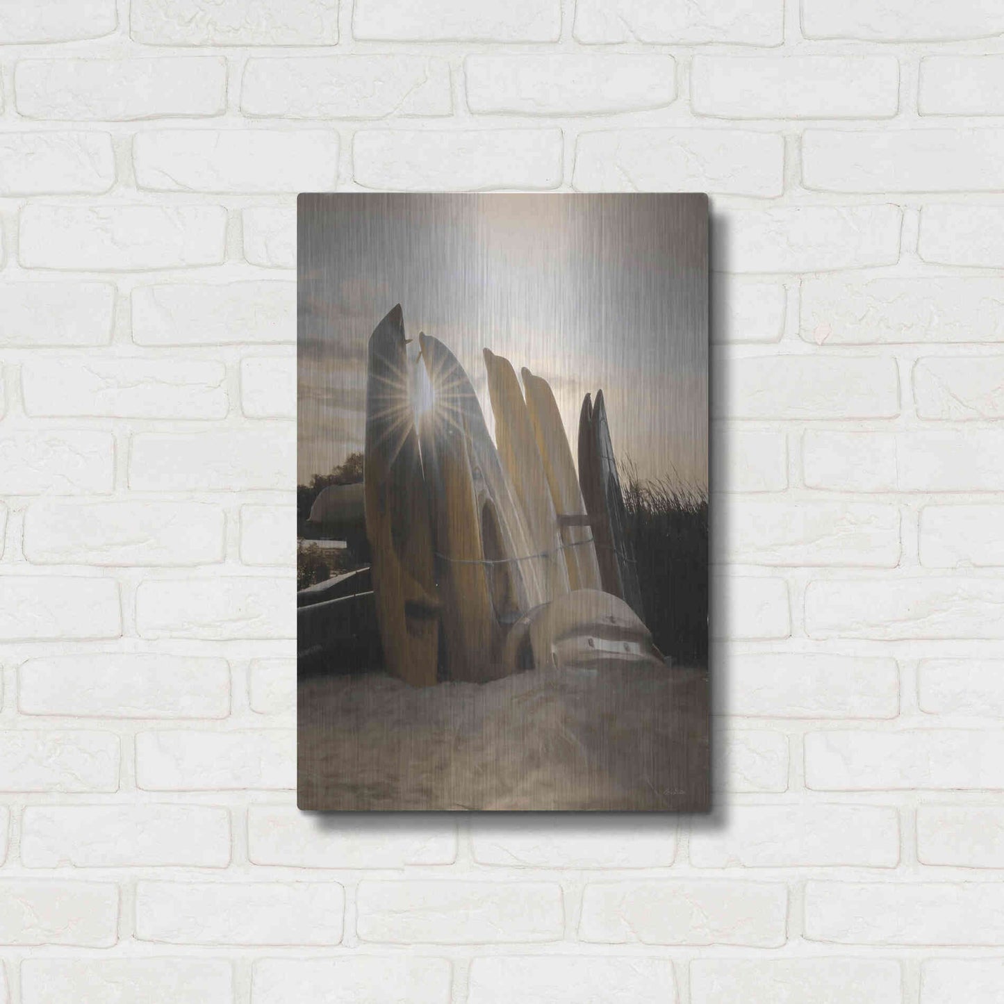 Luxe Metal Art 'Beach Kayaks' by Lori Deiter, Metal Wall Art,16x24