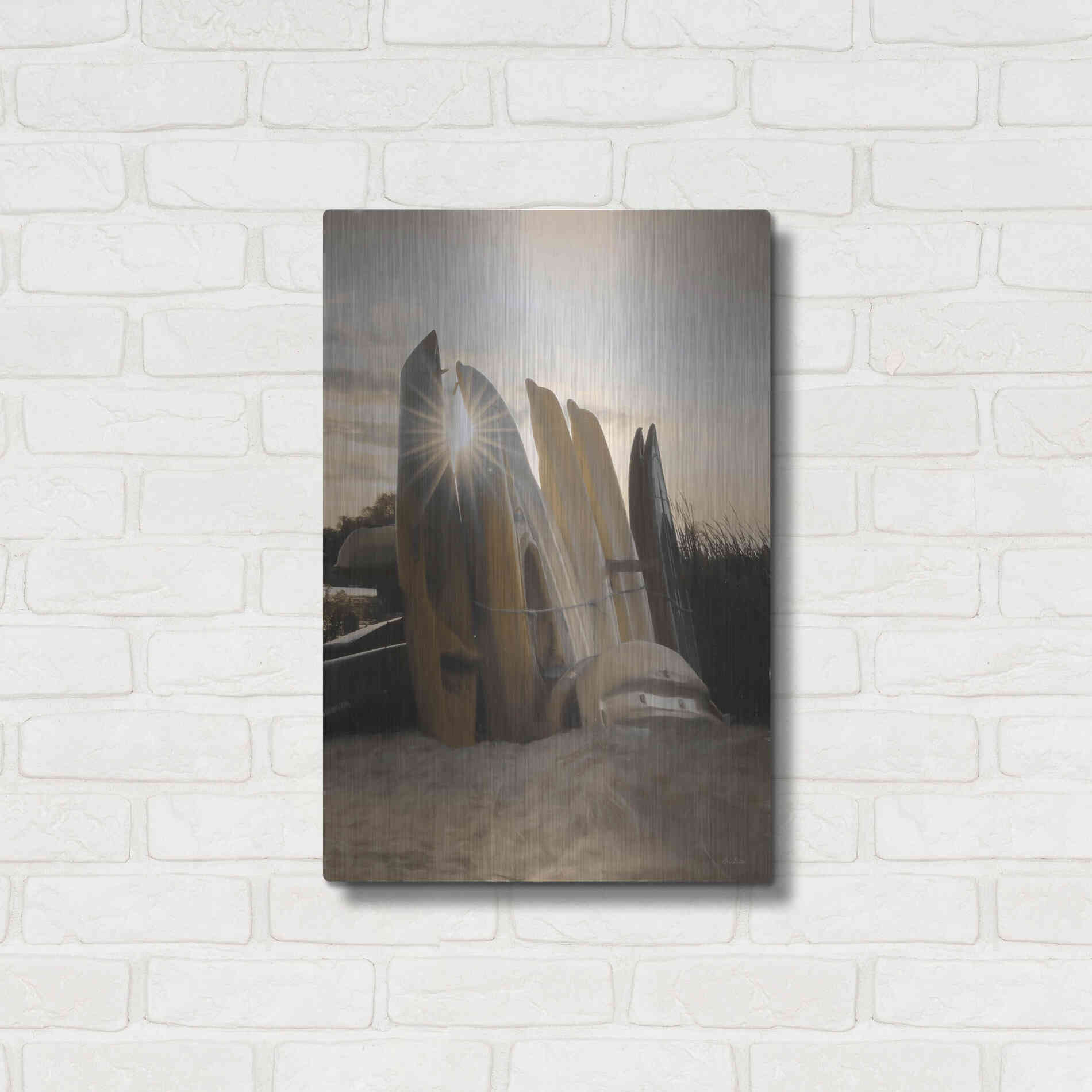 Luxe Metal Art 'Beach Kayaks' by Lori Deiter, Metal Wall Art,16x24