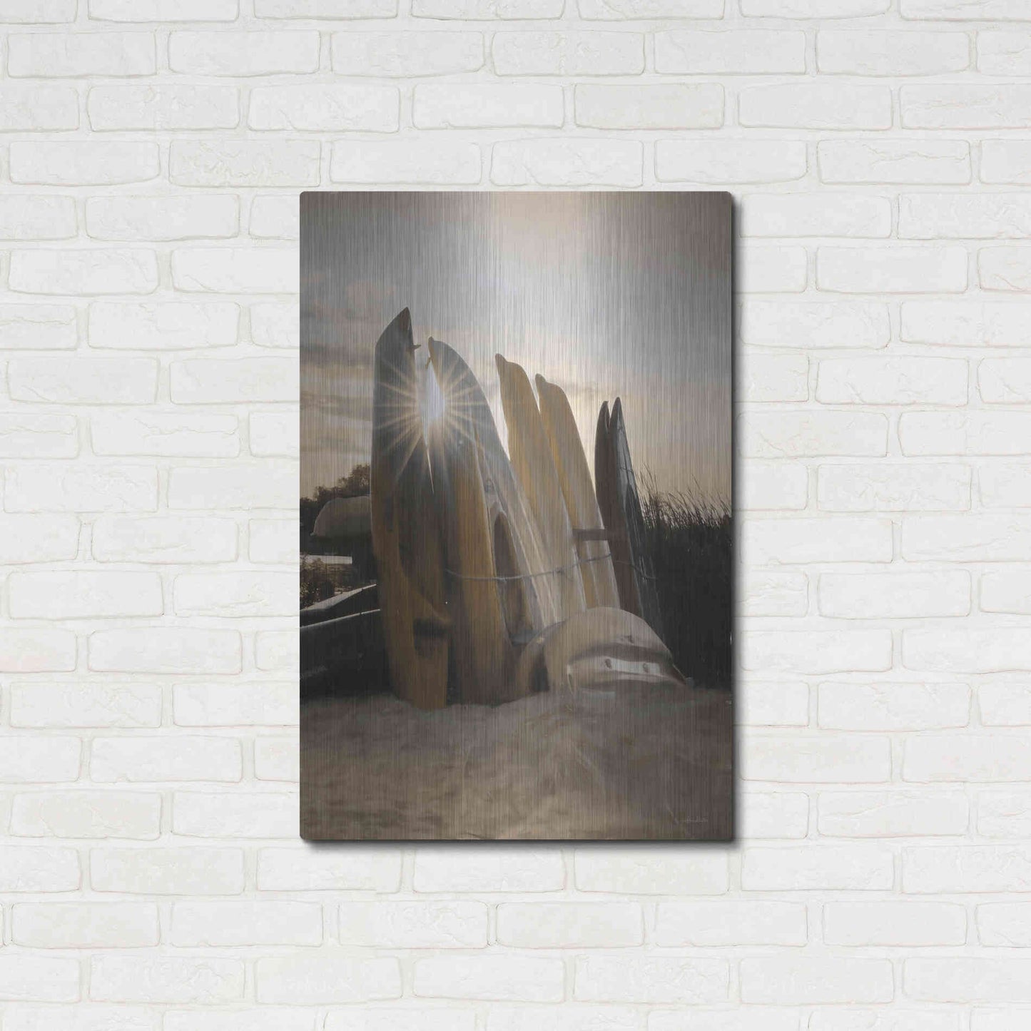 Luxe Metal Art 'Beach Kayaks' by Lori Deiter, Metal Wall Art,24x36