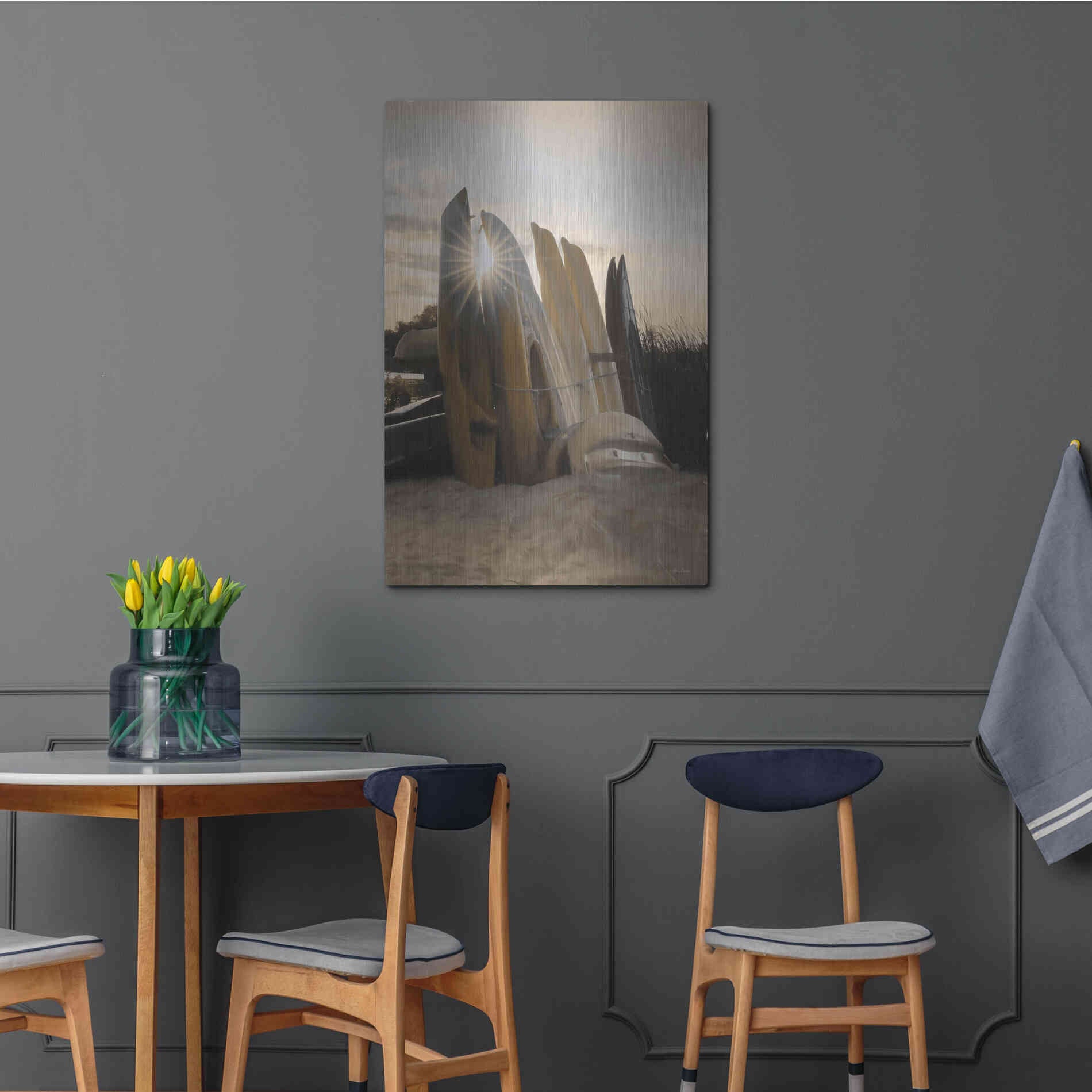 Luxe Metal Art 'Beach Kayaks' by Lori Deiter, Metal Wall Art,24x36