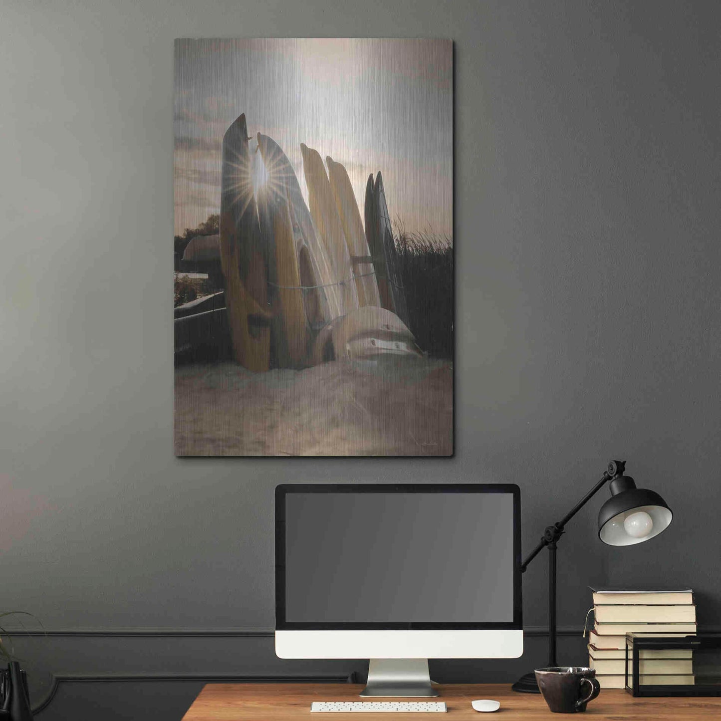 Luxe Metal Art 'Beach Kayaks' by Lori Deiter, Metal Wall Art,24x36