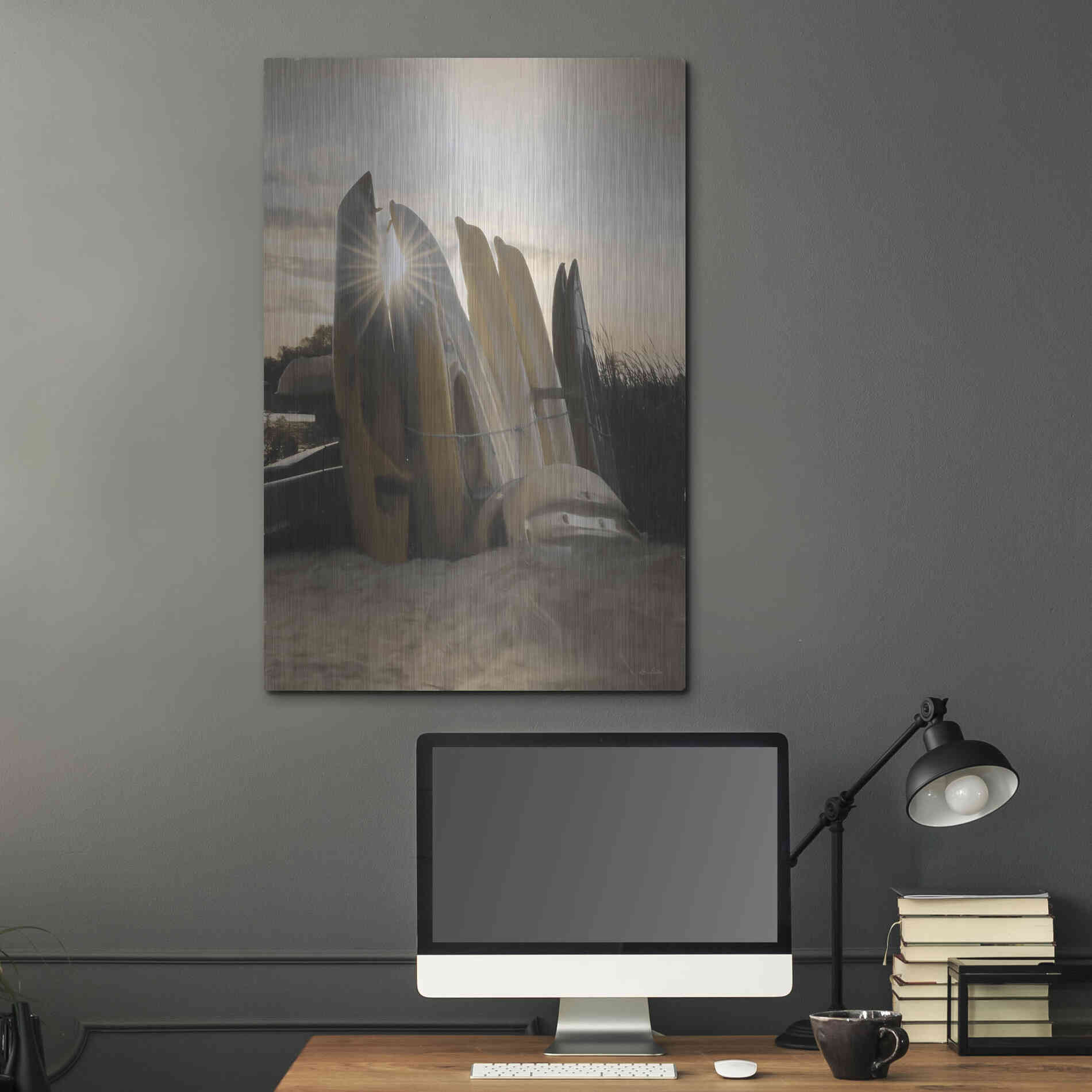 Luxe Metal Art 'Beach Kayaks' by Lori Deiter, Metal Wall Art,24x36