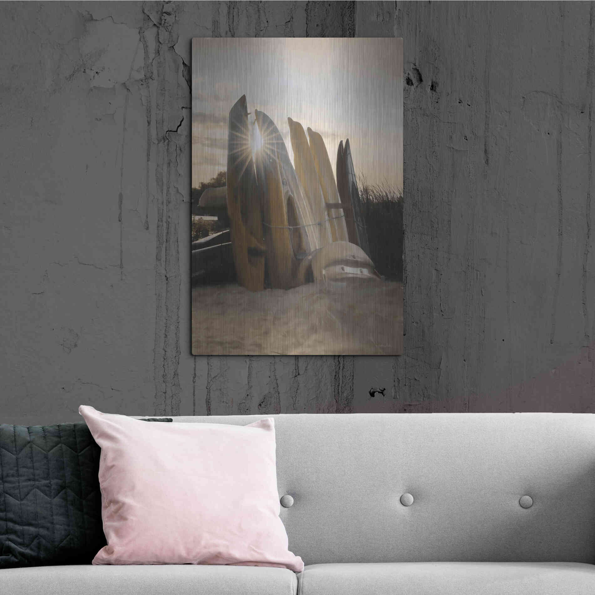 Luxe Metal Art 'Beach Kayaks' by Lori Deiter, Metal Wall Art,24x36