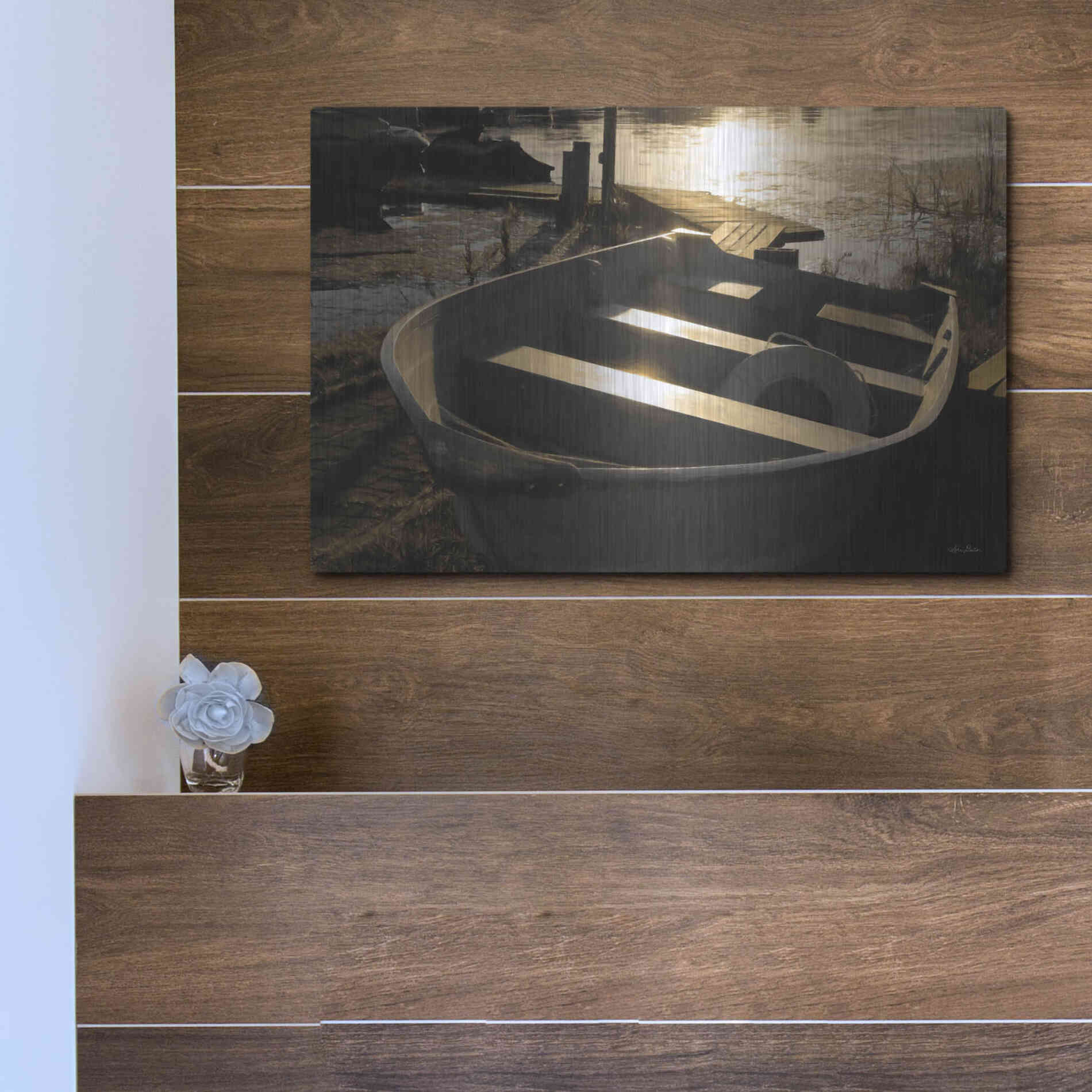 Luxe Metal Art 'Docked' by Lori Deiter, Metal Wall Art,16x12