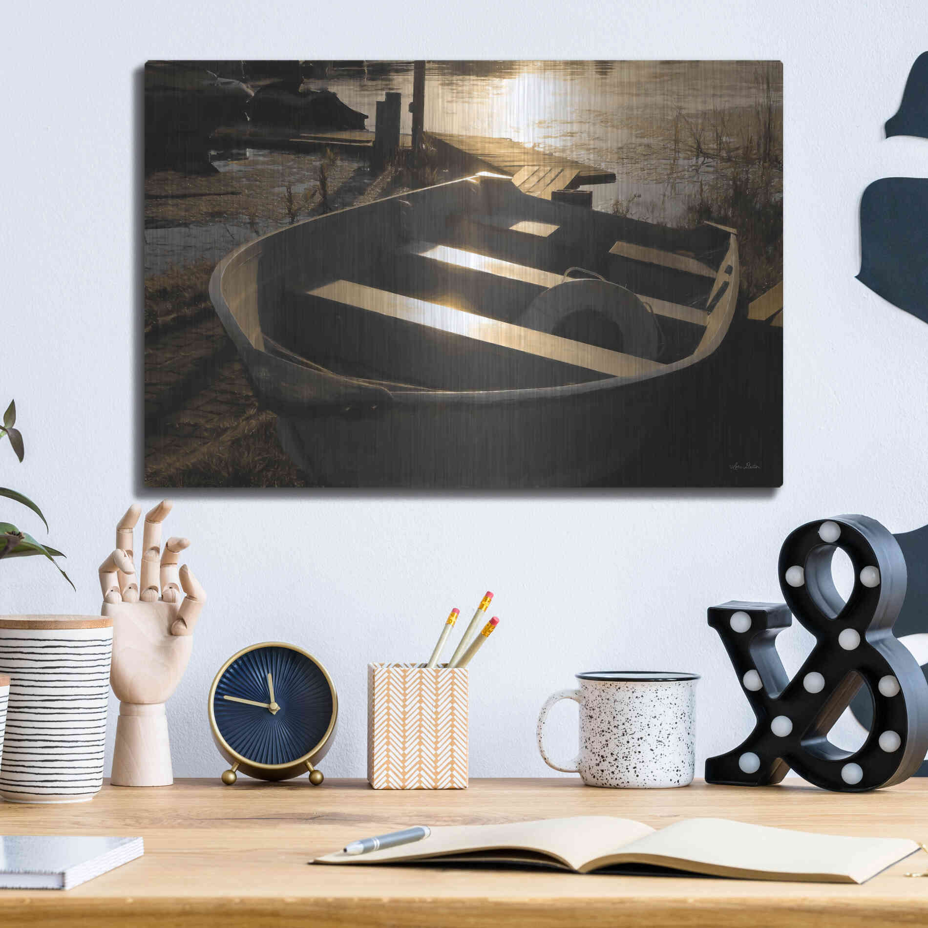 Luxe Metal Art 'Docked' by Lori Deiter, Metal Wall Art,16x12