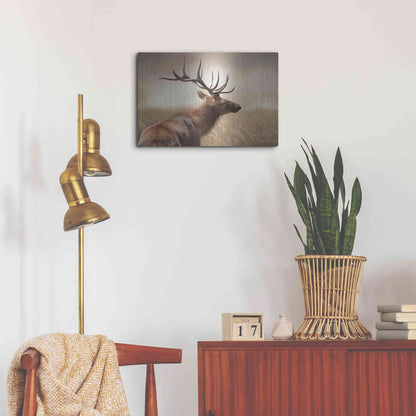 Luxe Metal Art 'Elk in the Grass' by Lori Deiter, Metal Wall Art,24x16