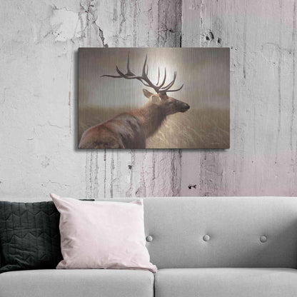 Luxe Metal Art 'Elk in the Grass' by Lori Deiter, Metal Wall Art,36x24