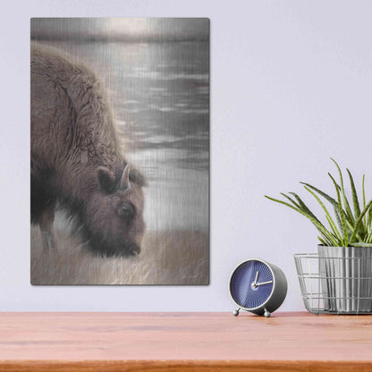 Luxe Metal Art 'Yellowstone Buffalo' by Lori Deiter, Metal Wall Art,12x16