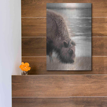 Luxe Metal Art 'Yellowstone Buffalo' by Lori Deiter, Metal Wall Art,12x16